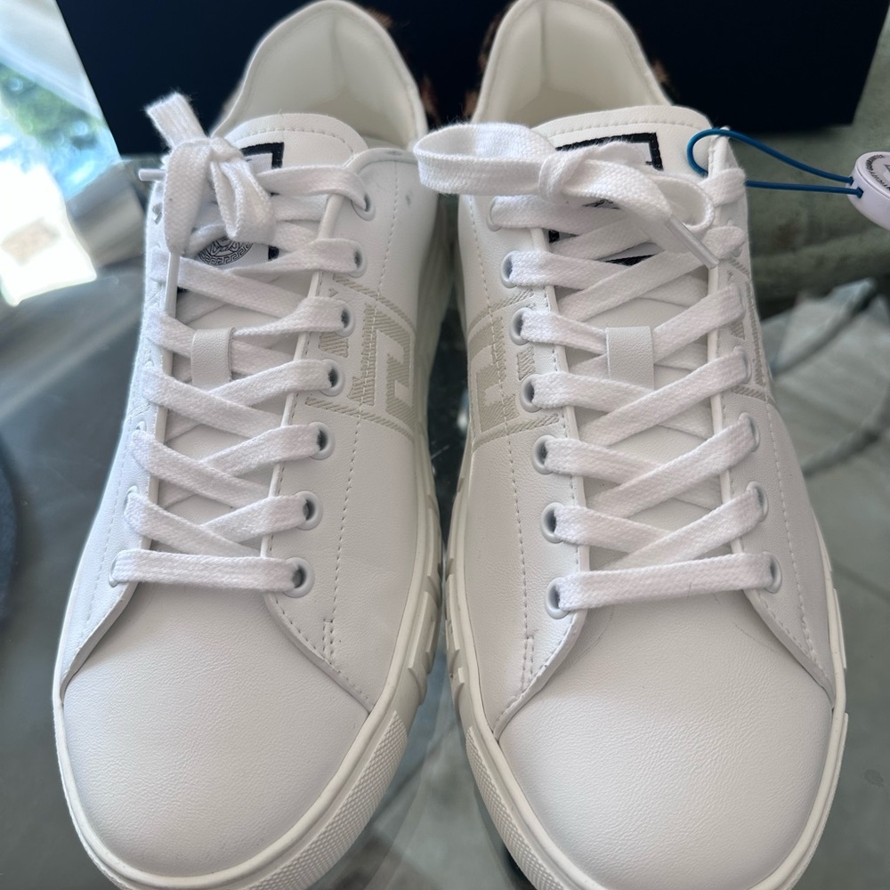 $695 New in Box Versace White Chic Greek Ladies Sneakers Animal Print sz 40 - Picture 12 of 16